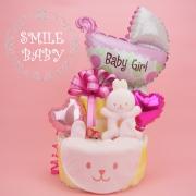 スマイルベイビー２段おむつケーキ《ピンク》【送料無料】